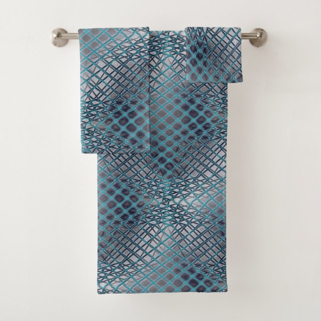 Conjunto De Toalhas Ciano desenhado que parece um emaranhado de redes  (Insitu)