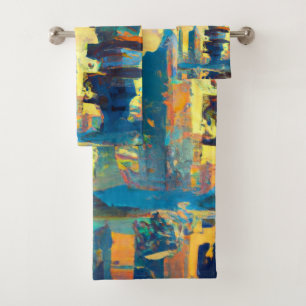 Conjunto De Toalhas Cidade distópica futurística, pintura gerada por A