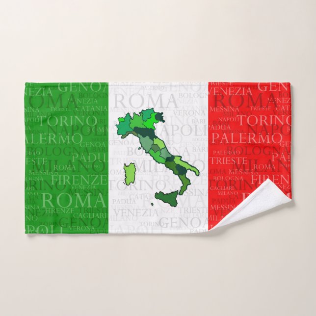 Conjunto De Toalhas Cidades, mapa, e bandeira de Italia (Toalha de mão)