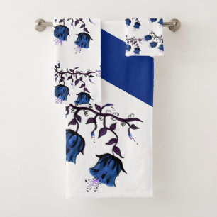 Conjunto De Toalhas Cintos de Canterbury Azuis no Banho de Flores de V