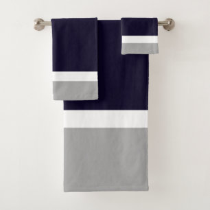 Conjunto De Toalhas Cinza Azul Escuro - Plush Bloqueado