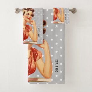 Conjunto De Toalhas Cinza bolinhas da Bonito senhora