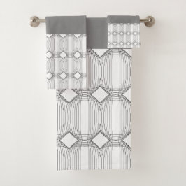 Conjunto De Toalhas Cinza Branca E Moderno Negro