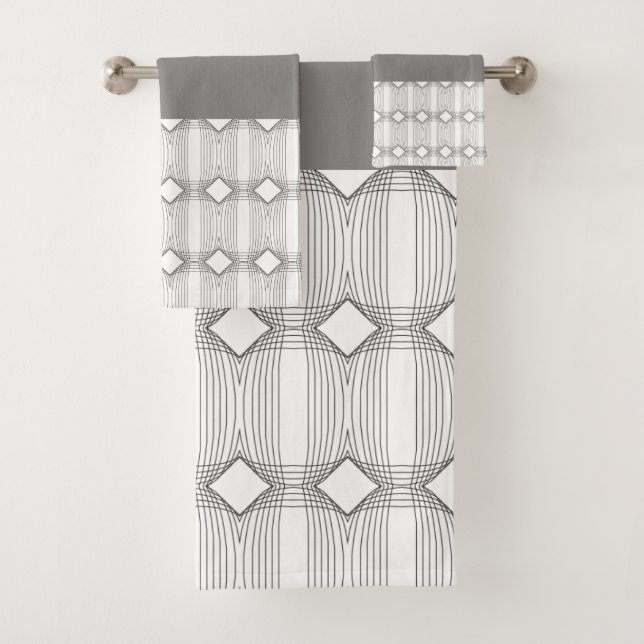 Conjunto De Toalhas Cinza Branca E Moderno Negro (Insitu)