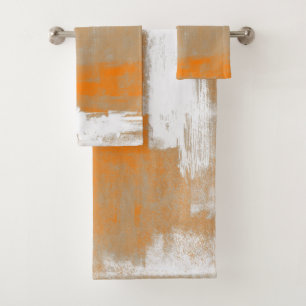 Conjunto De Toalhas cinza branca laranja do estilo de arte moderna Abs