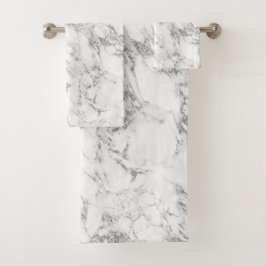 Conjunto De Toalhas Cinza Branca Moderna, Cinza de Prata, Mármore