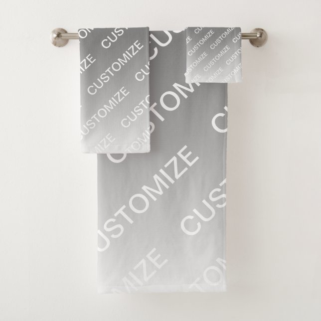 Conjunto De Toalhas Cinza (cor mutável) Ombre & Padrão de Texto (Insitu)