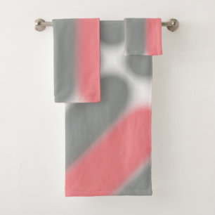 Conjunto De Toalhas Cinza de Coral Cor-de-rosa Abstrato