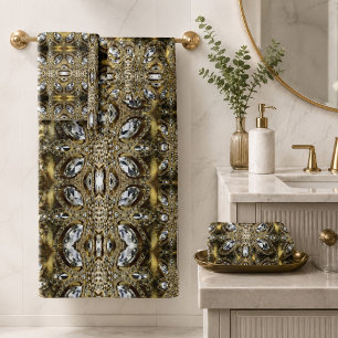 Conjunto De Toalhas cinza de ouro prateado e modelo de deco de arte ne
