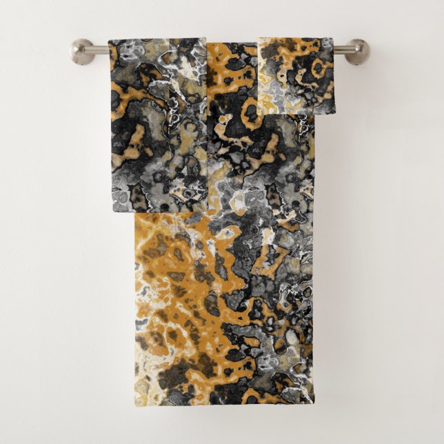 Conjunto De Toalhas Cinza e abstrato amarelo (Insitu)