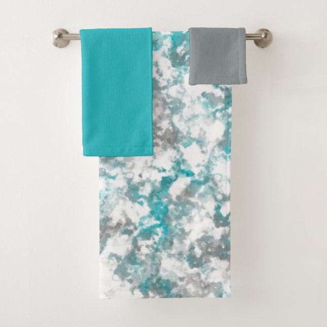 Conjunto De Toalhas Cinza e abstrato branca (Insitu)