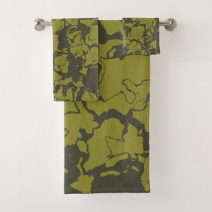 Conjunto De Toalhas Cinza e abstrato Verde