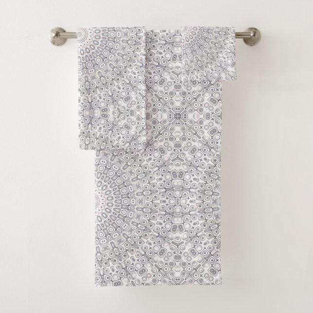 Conjunto De Toalhas Cinza e padrão Lilac Mandala (Insitu)