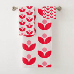Conjunto De Toalhas Cinza Escandinavo Arte Geométrica Botânica Rosa-