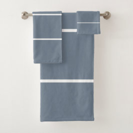 Conjunto De Toalhas Cinza Escuro Ardósia Branco Linhas Geométricas