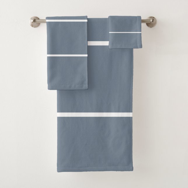 Conjunto De Toalhas Cinza Escuro Ardósia Branco Linhas Geométricas (Insitu)