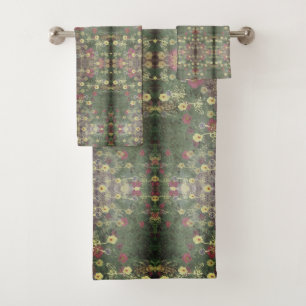 Conjunto De Toalhas Cinza Gradiente Jardim Renascentista Italiano