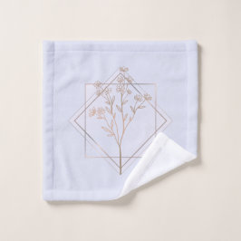 Conjunto De Toalhas cinza lavanda com design floral ouro