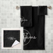 Cinza Moderno Monograma Elegante Preto