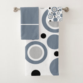 Conjunto De Toalhas Cinza Prateado Branco Geométrico em Slate Moderno
