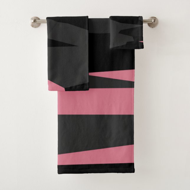 Conjunto De Toalhas Cinza rosa e Abstrato preto (Insitu)
