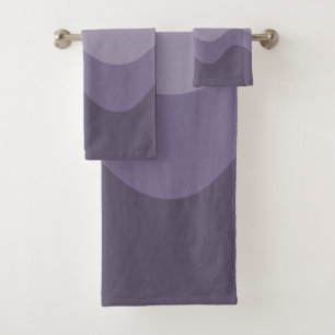 Conjunto De Toalhas Cinza Roxo Profundo Moderno de Stripe de Wavey