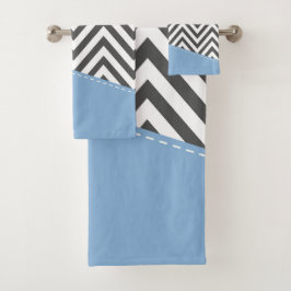 Conjunto De Toalhas Cinza Zigzag, Cinza Chevron, Zigzag Patterno, Azul