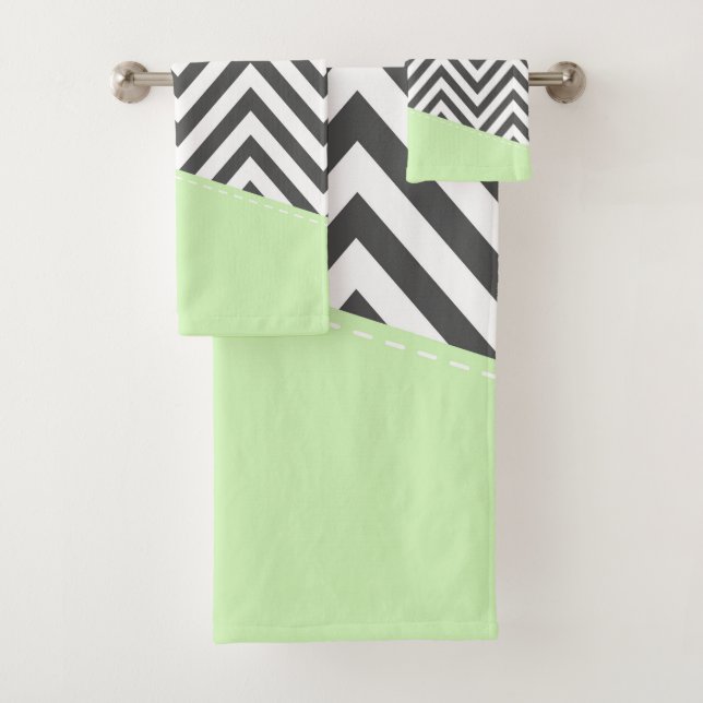 Conjunto De Toalhas Cinza Zigzag, Cinza Chevron, Zigzag Patterno, Casa (Insitu)