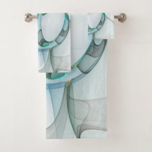 Conjunto De Toalhas Cinzas azuis de turquesa da arte abstrata moderna