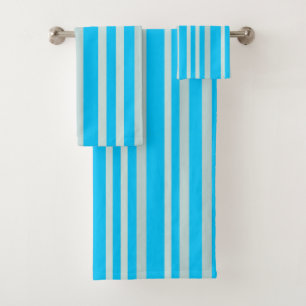 Conjunto De Toalhas Cinzas Cinzentas - Faixa Verde Sobre Azul-Céu