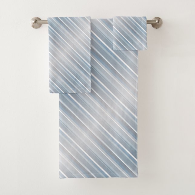 Conjunto De Toalhas cinzas com na moda striped azul (Insitu)