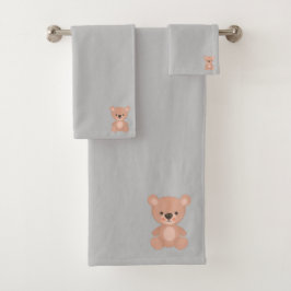 Conjunto De Toalhas Cinzas de bonecas rosa adoráveis