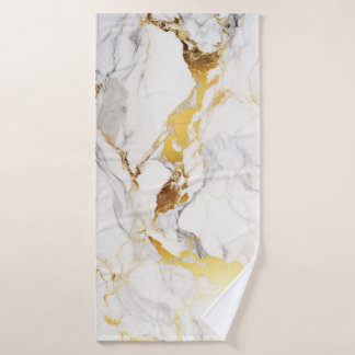 Conjunto De Toalhas Cinzas de luxo e Dourada textura mácula branca