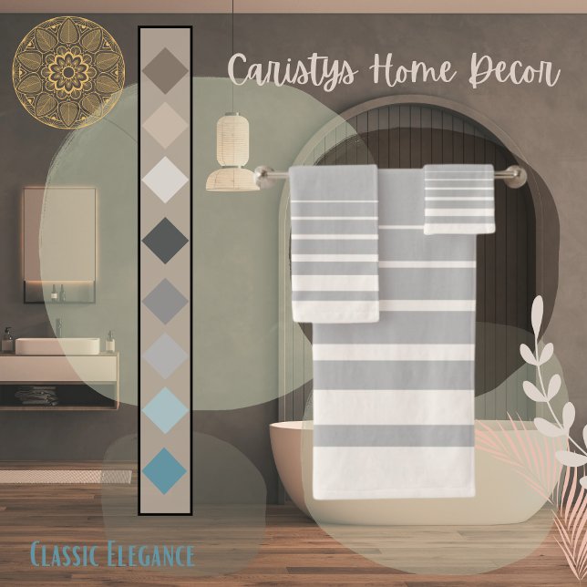 Conjunto De Toalhas Cinzas e Buttercreme de Stripe Moderno (Criador carregado)