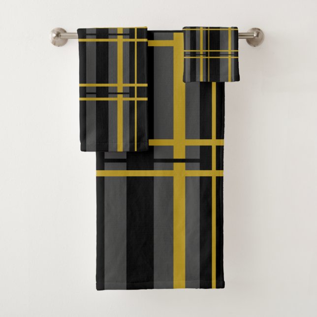 Conjunto De Toalhas Cinzas Negras Douradas (Insitu)