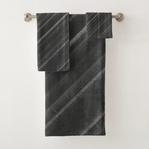 Conjunto De Toalhas Cinzas Negras Simples, faixas Diagonais Distintas