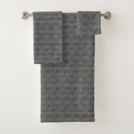 Conjunto De Toalhas Cinzas tranquilas com pequenas tiras e com