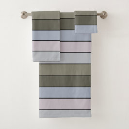 Conjunto De Toalhas Cinzas Verdes E Listras Pretas Em Papel Aquarela