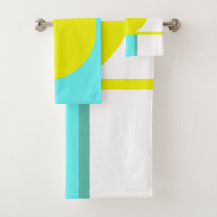Conjunto De Toalhas Círculo de Abstrato de Arte Negrito Turquesa Verde