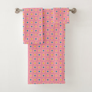 Conjunto De Toalhas Círculo de Bloqueio Moderno Rosa
