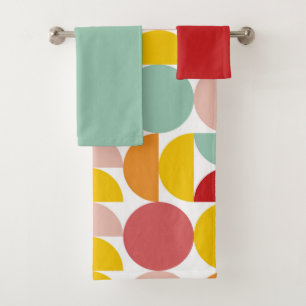 Conjunto De Toalhas Círculo Geométrico Colorfull Abstrato Bauhaus