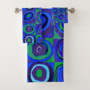 Conjunto De Toalhas Círculo Quadrado do Kandinsky Farbstudie Blue Quad