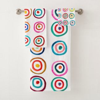 Conjunto De Toalhas Círculos coloridos, simples arco-íris, de cor bran