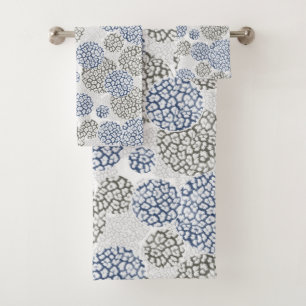 Conjunto De Toalhas Círculos com cinza e impressão de pele azul-leopar
