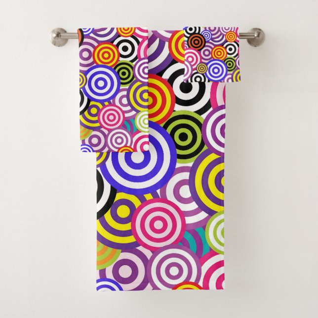 Conjunto De Toalhas Círculos concêntricos modernos coloridos e elegant (Insitu)