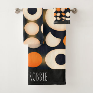 Conjunto De Toalhas Círculos de Ovos Padrão de Abstrato de Laranja