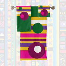 Conjunto De Toalhas círculos e faixas ousadas modernas