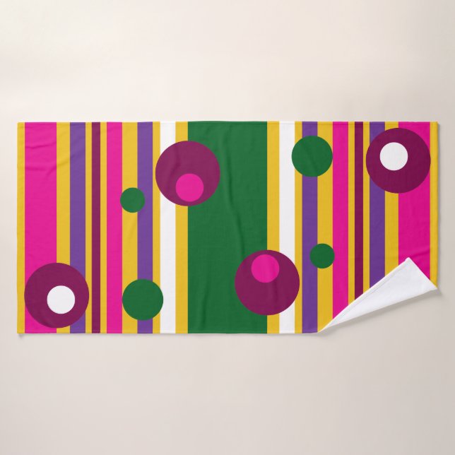 Conjunto De Toalhas círculos e listras negrito moderno (Toalha de Banho)