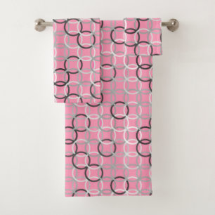Conjunto De Toalhas Círculos modernos do meio século, cor-de-rosa