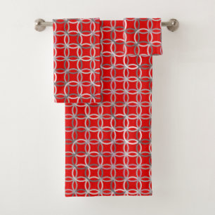 Conjunto De Toalhas Círculos modernos do meio século, vermelho escur